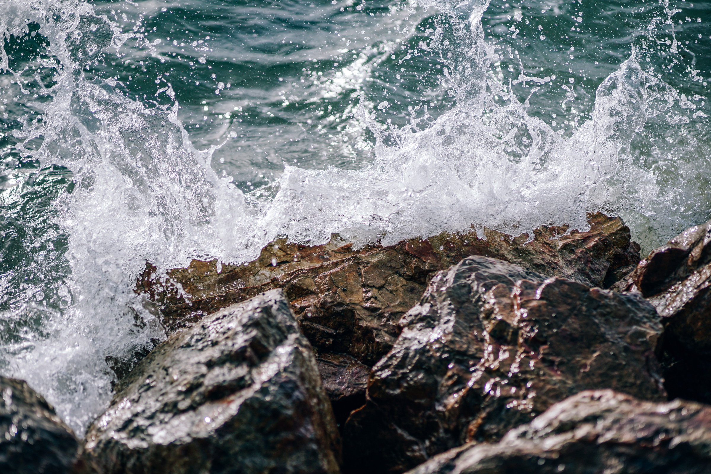 Ocean Wave on Rocks